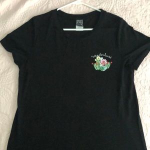 Juniors Black Wanderlust Tee